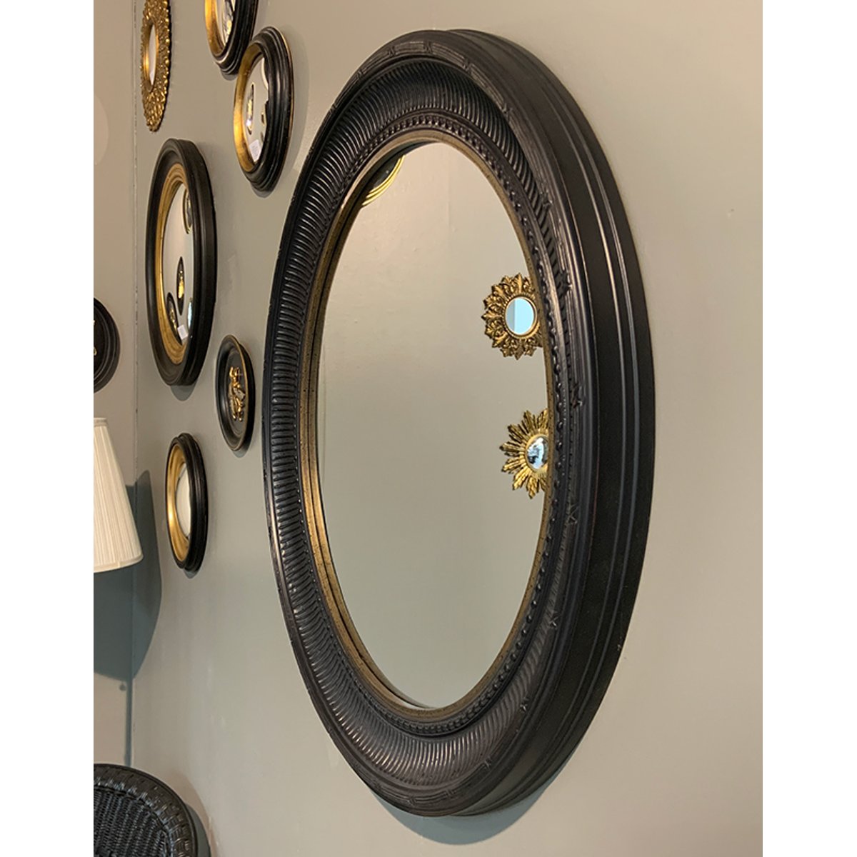 Miroir rond 60cm int et 77.5cm ext noir, EMDE