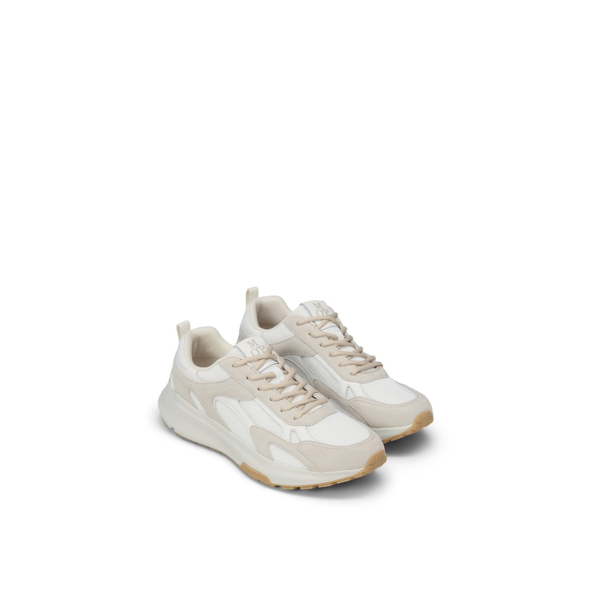 Sneaker modèle Louis en cuir de vache et mesh creme, MARC O'POLO