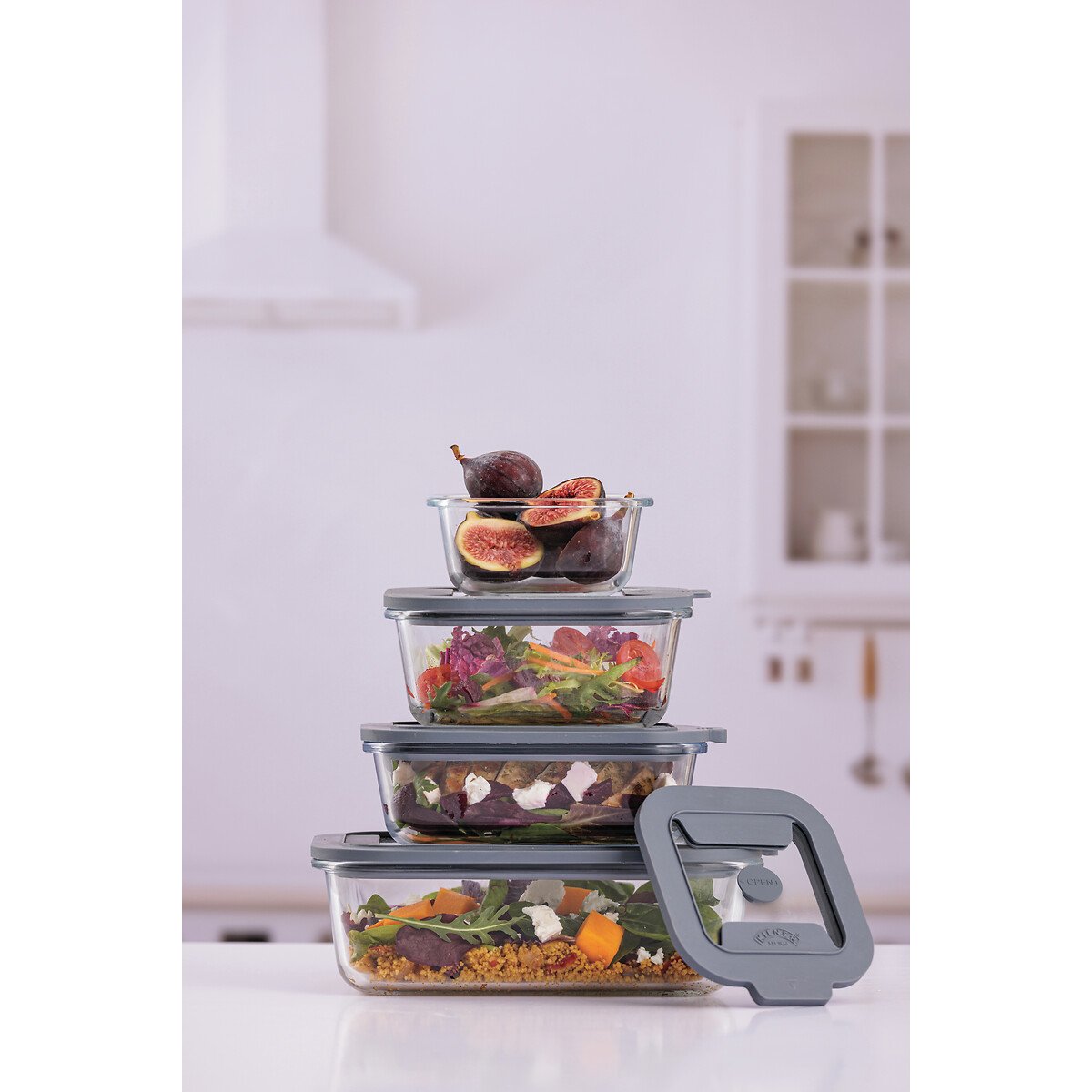 Set of 4 Fresh Storage Food Containers transparent, KILNER