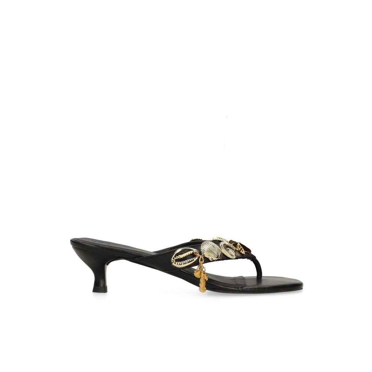 Mules à talon en cuir noir, SACHA