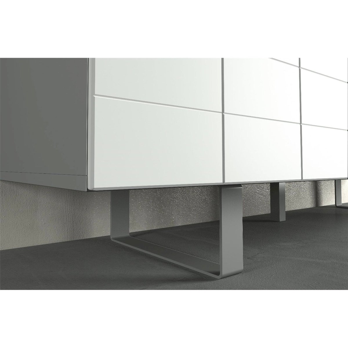 Buffet haut contemporain collection ANTOINETTIE blanc et effet béton, RECOLLECTION