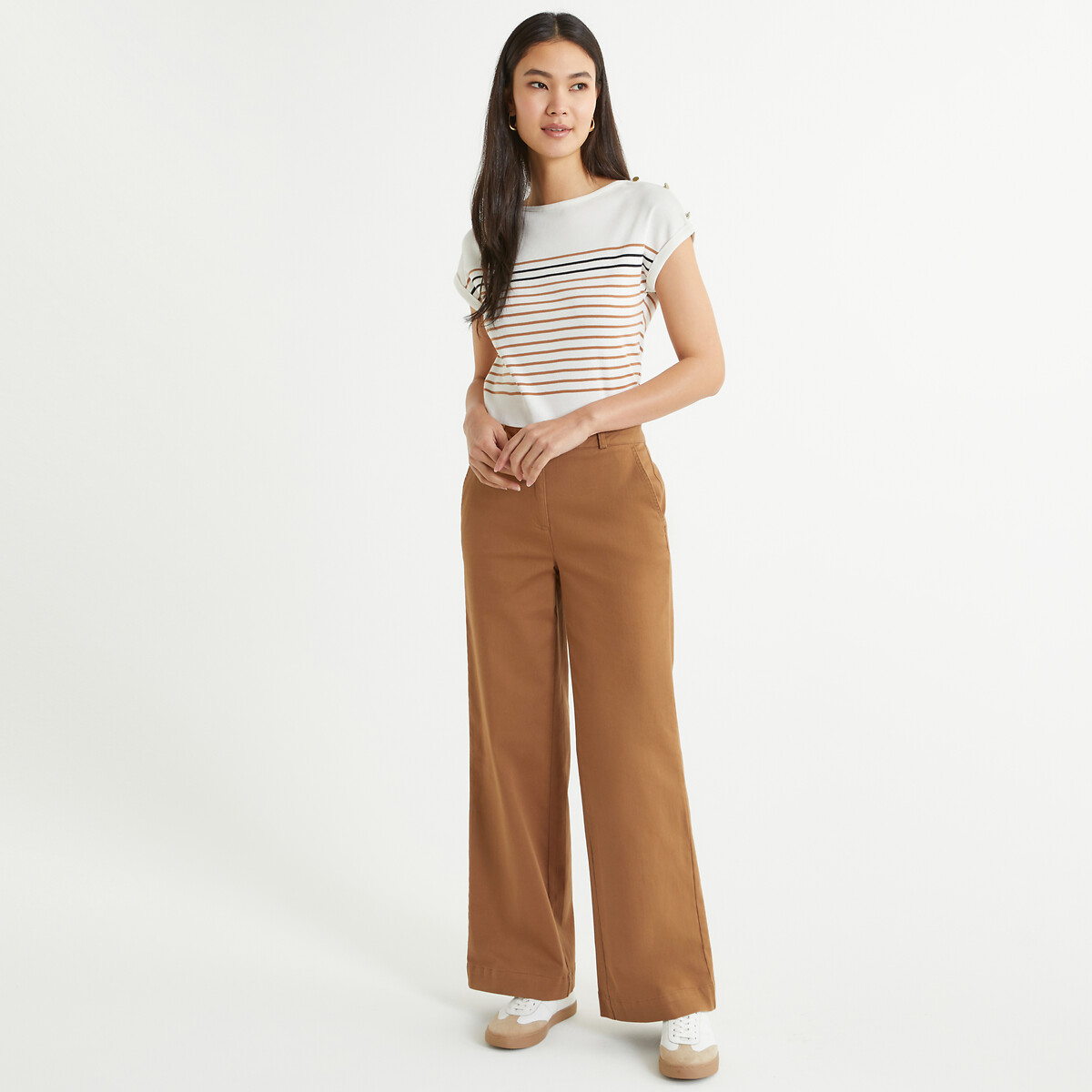 Pantalon chino large camel, ANNE WEYBURN