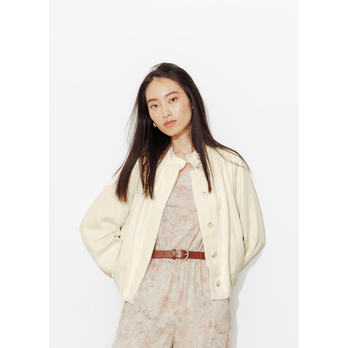 Blouson à col montant ecru, PROMOD