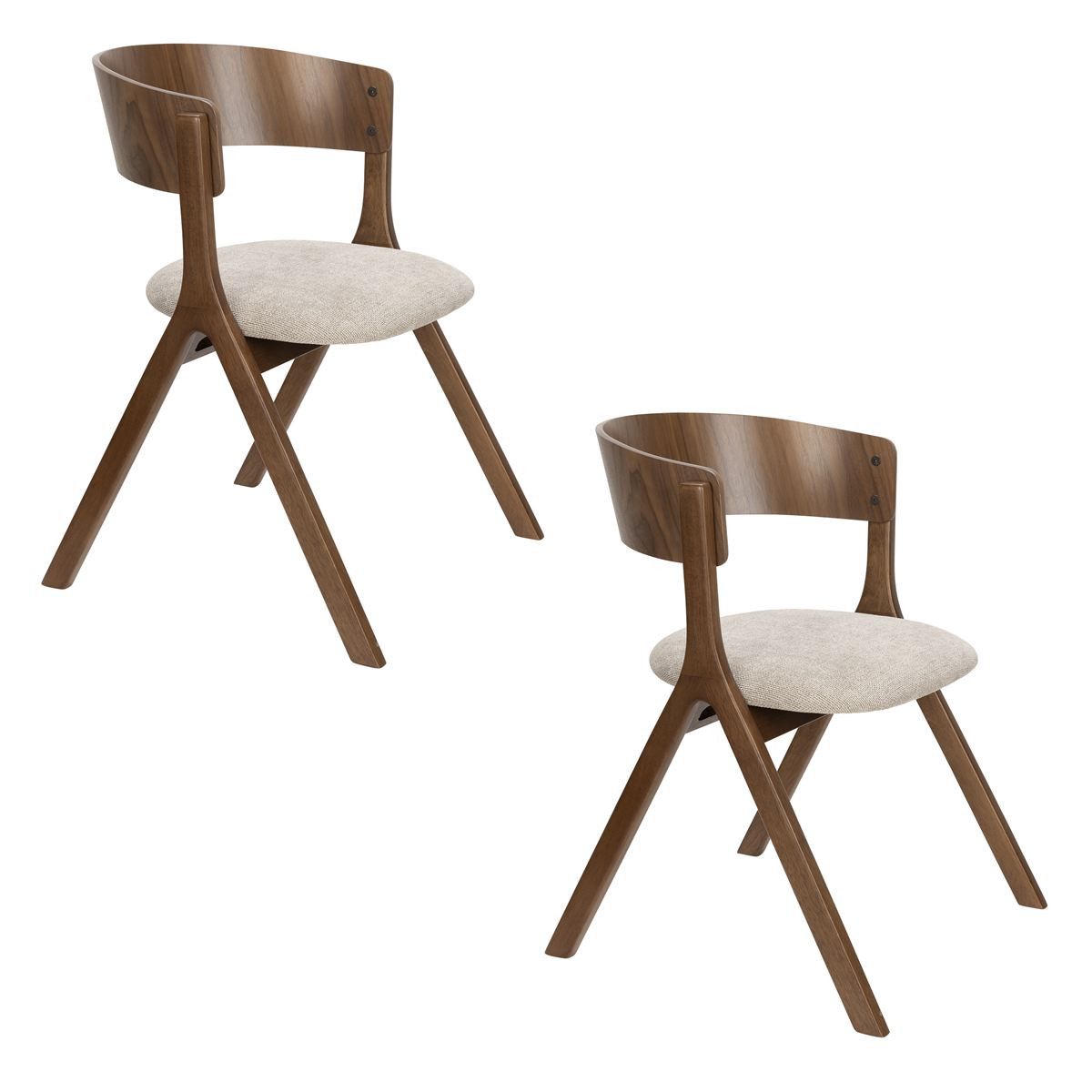 Chaise design en tissu (lot de 2), BRESSO beige, DUTCHBONE