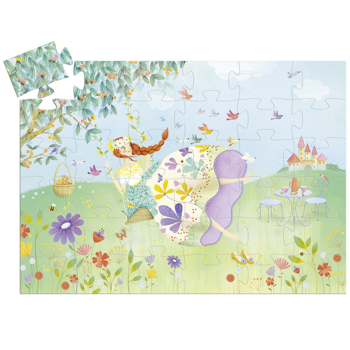 Puzzle vert d'eau, violet, jaune, DJECO