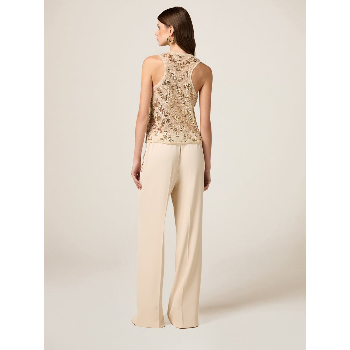 Embroidered tulle top oro, OLTRE