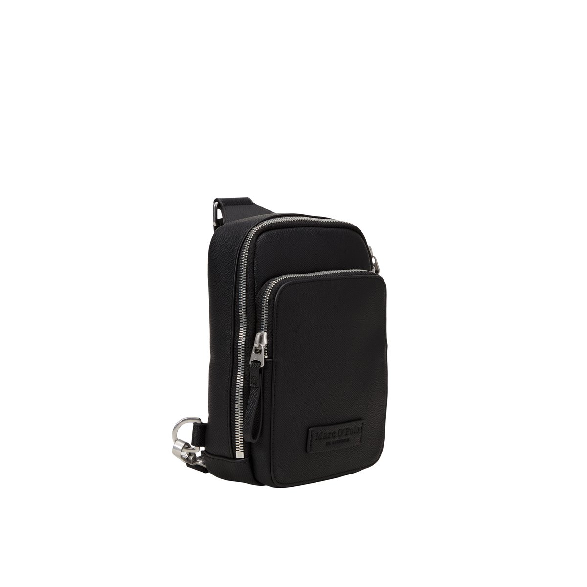 Sac à bandoulière modèle Fredrik fabriqué à partir d'un substitut de cuir en polyester recyclé noir, MARC O'POLO