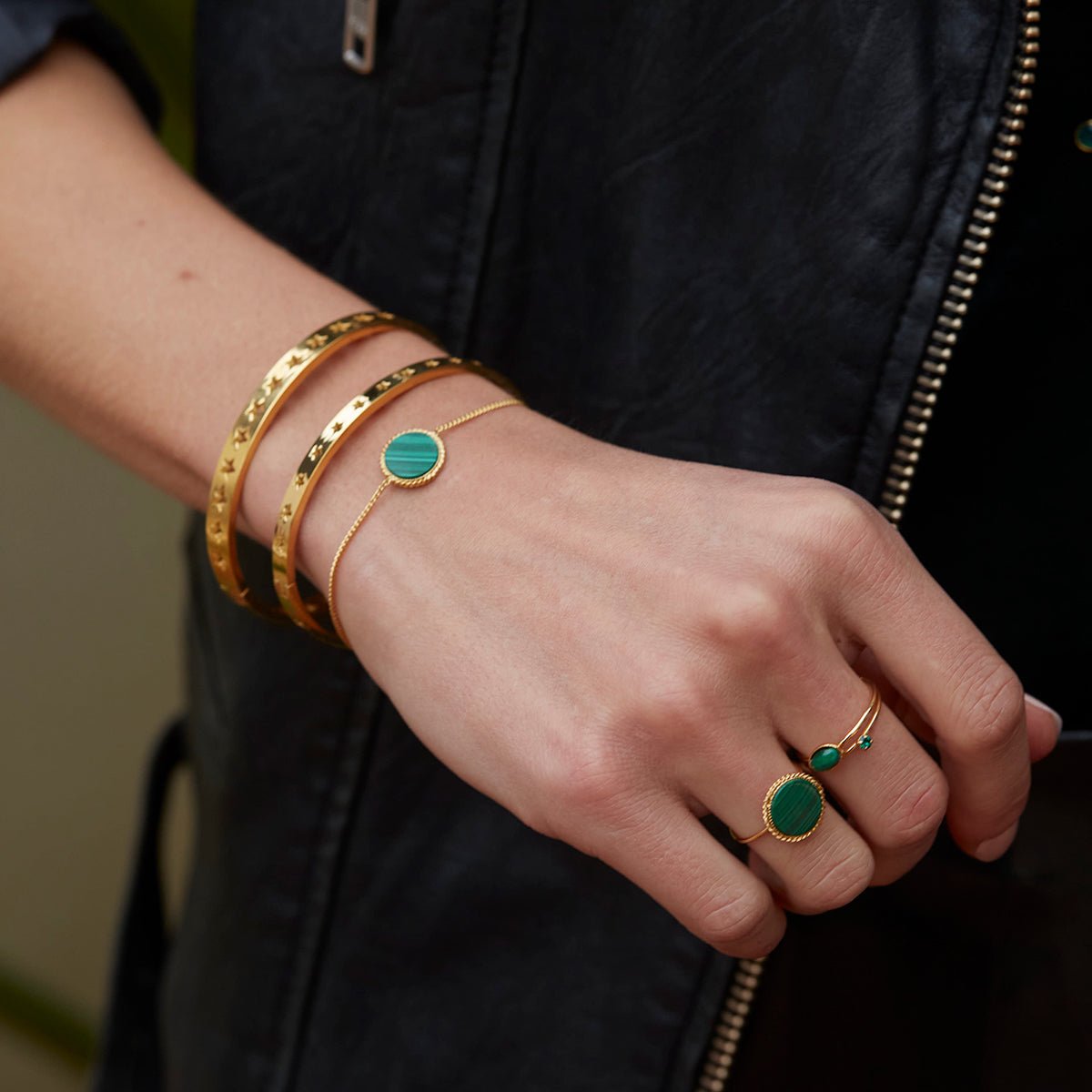 Bracelet jonc doré petit modele - luna doré, CAROLINE NAJMAN