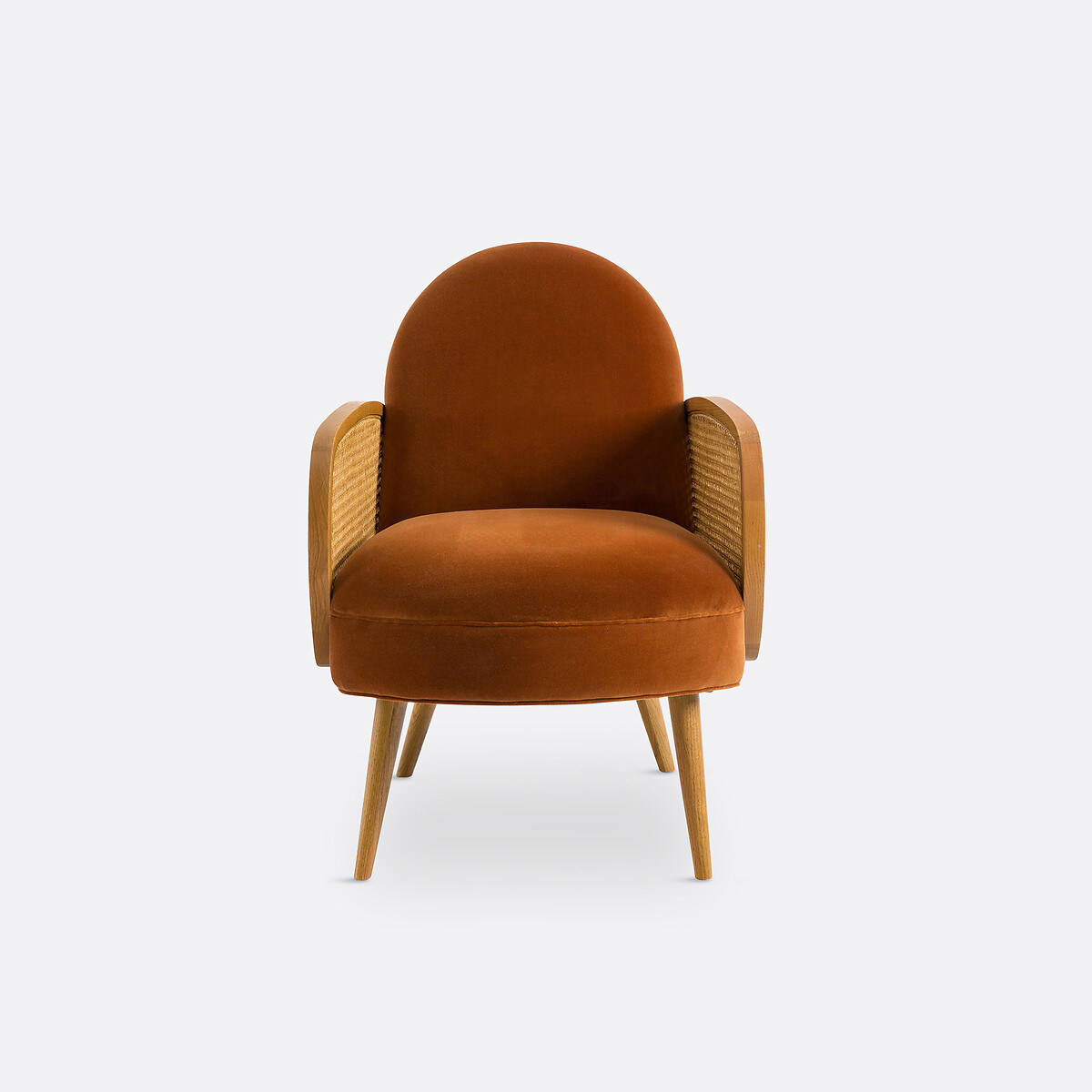 Fauteuil velours et cannage, Buisseau orange cuit, LA REDOUTE INTERIEURS