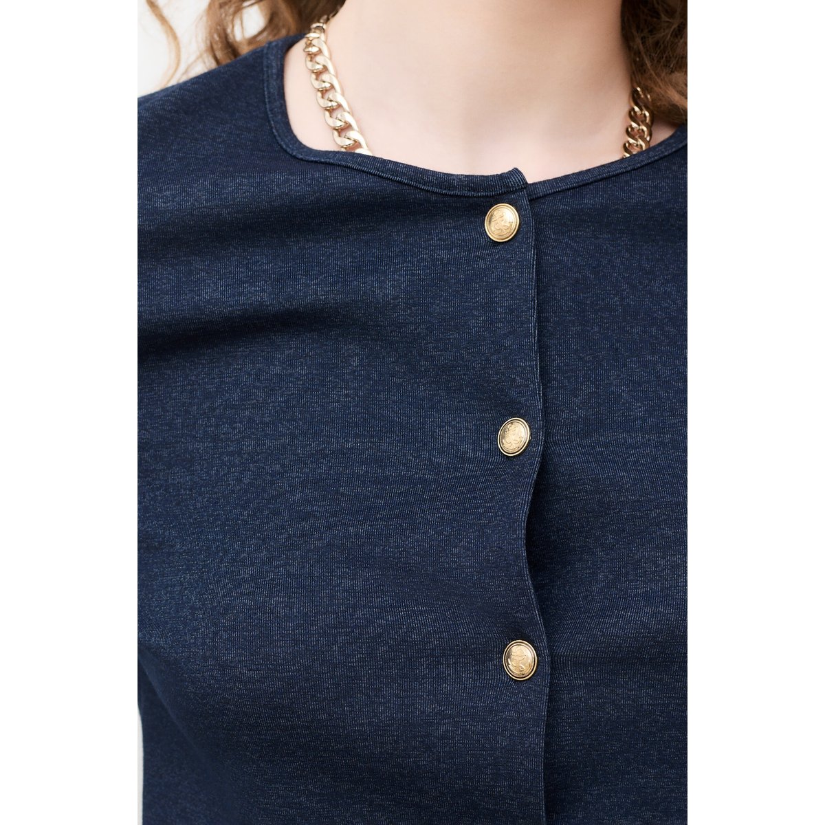 Gilet droit col rond TVICTORIA bleu marine, CAROLL