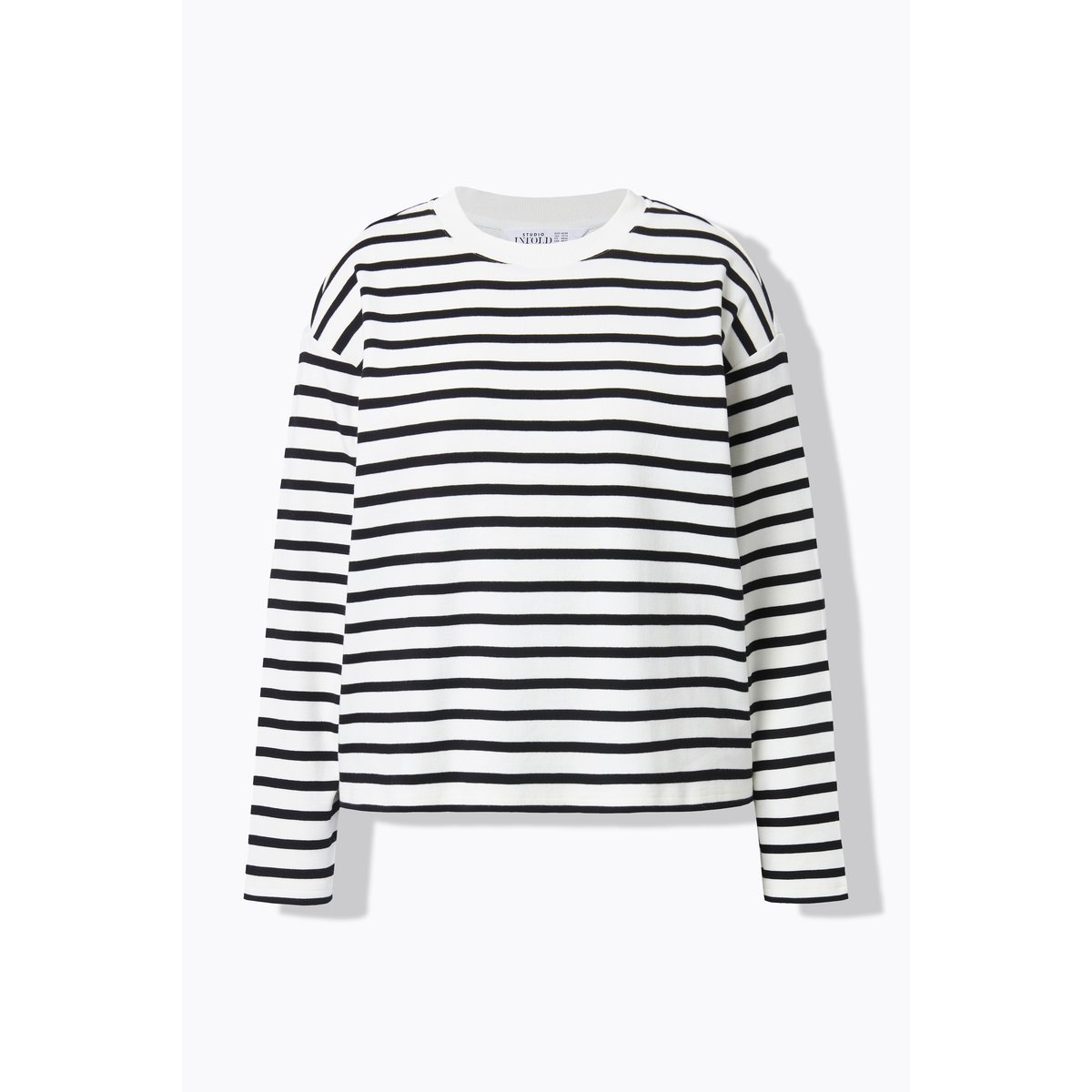 Sweat-shirt ultra-oversize, rayures blanc cassé, STUDIO UNTOLD