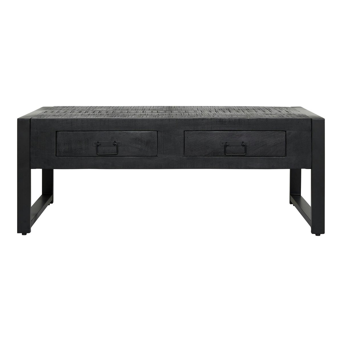 Table basse bois/métal 2 tiroirs MILORA noir, PIER IMPORT
