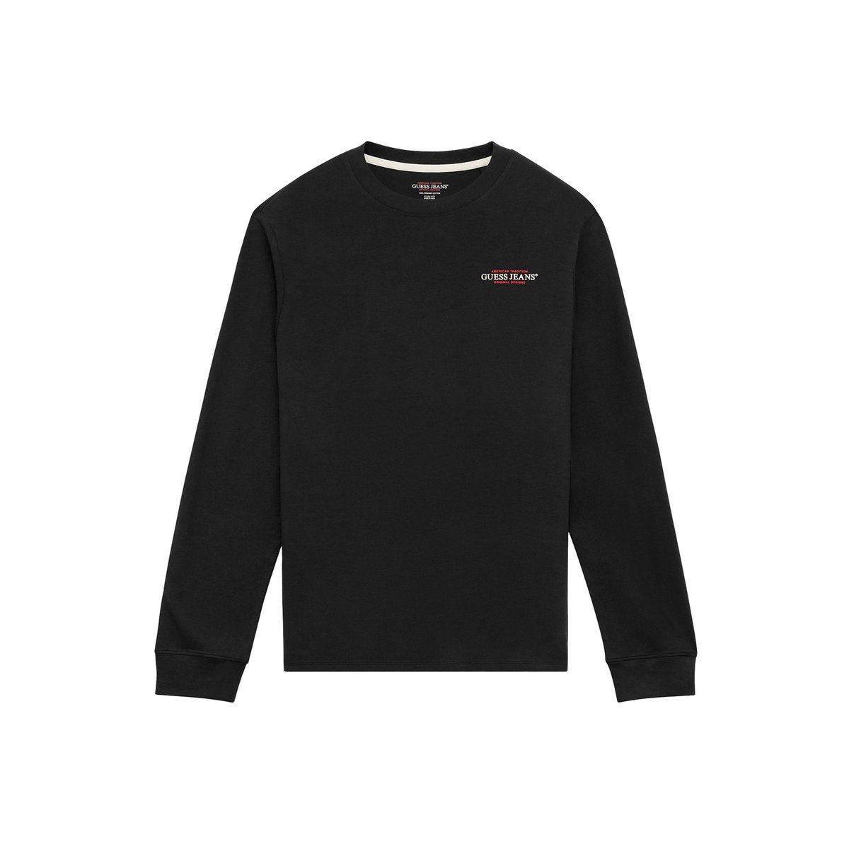 T-Shirt Slim Manches Longues American Tradition noir, GUESS JEANS