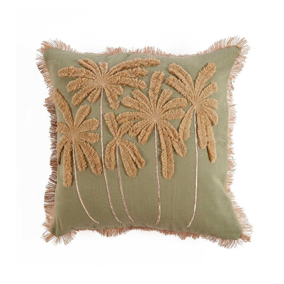 Housse de coussin en coton TROPICAL BREEZE vert forêt, BAZAR BIZAR