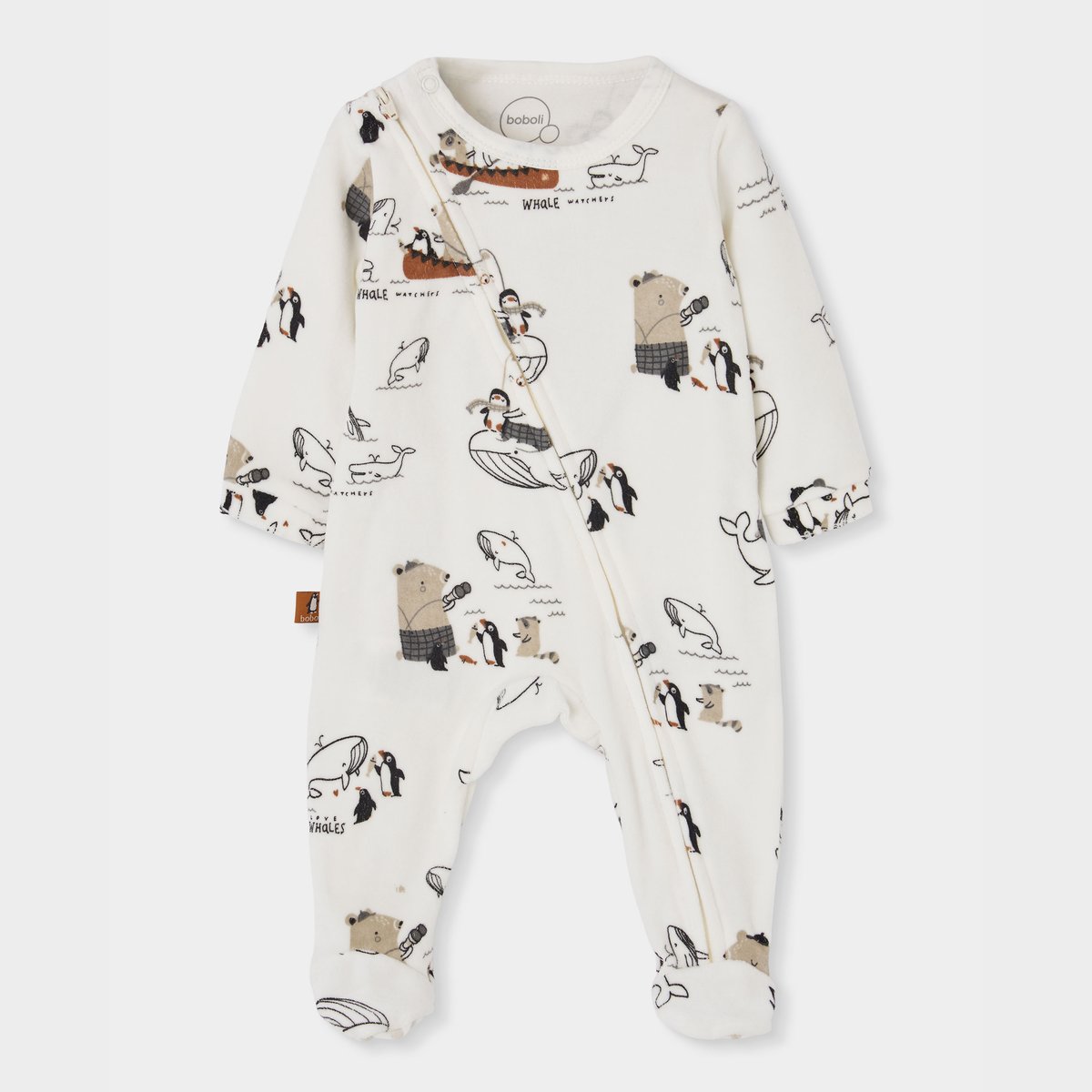 Pyjama bébé imprimé baleines et pingouins multicolore, BOBOLI