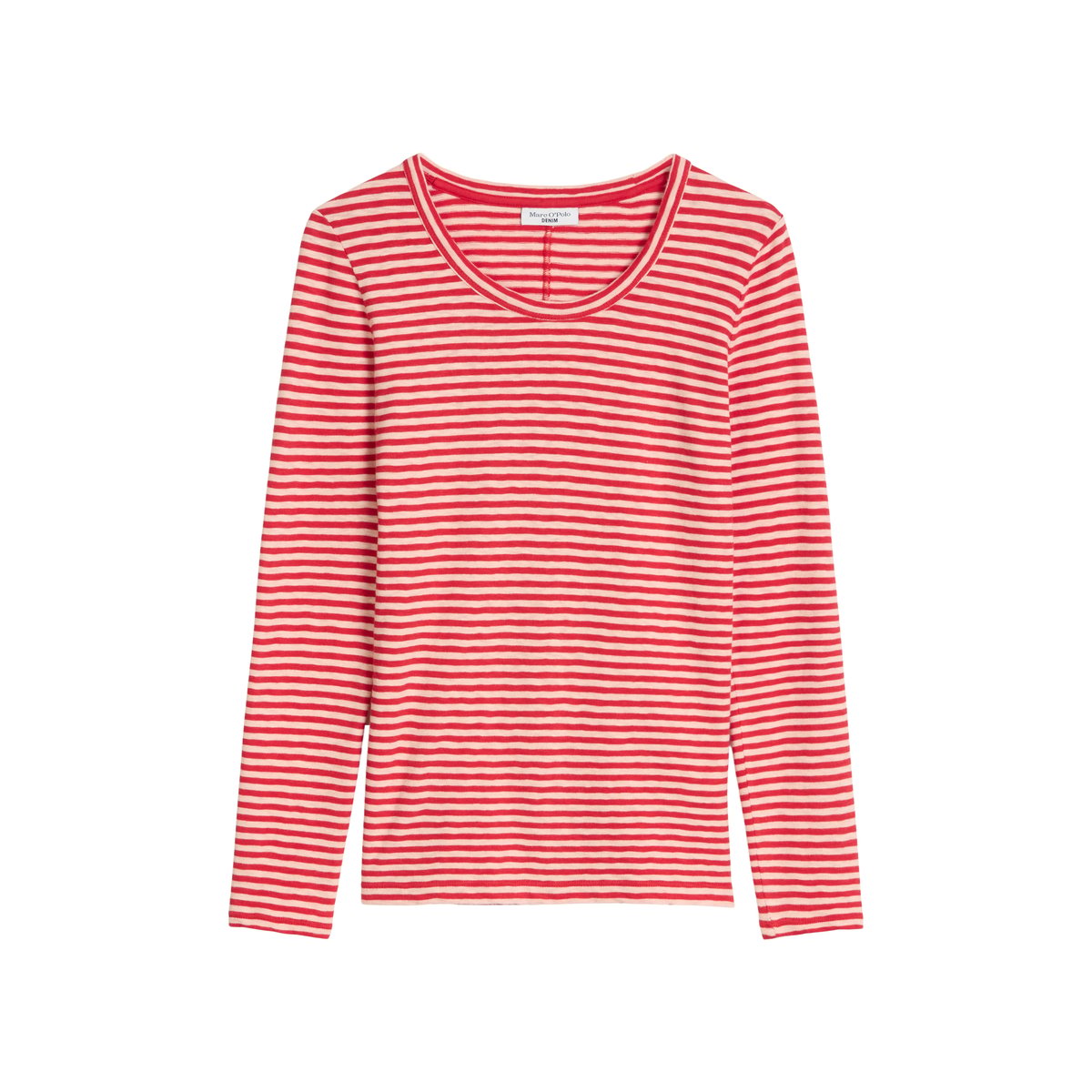 T-shirt long régulier en Heavy Slub Jersey rouge, MARC O’POLO DENIM