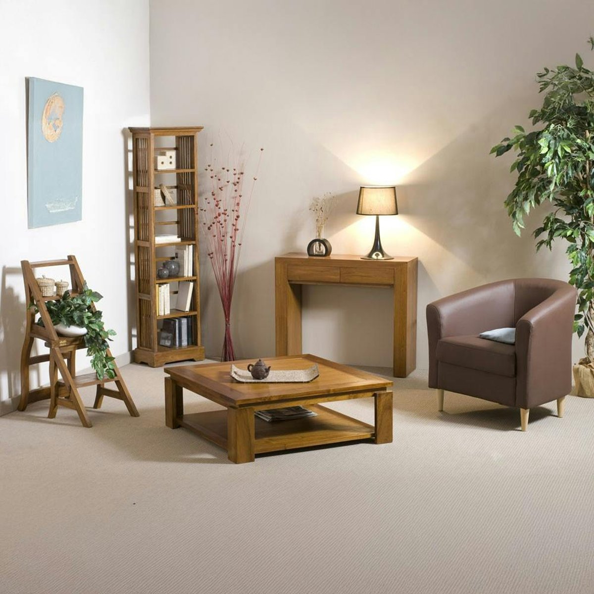 Console en bois de teck style contemporain 2 tiroirs 90cm BISHO bois naturel, PIER IMPORT