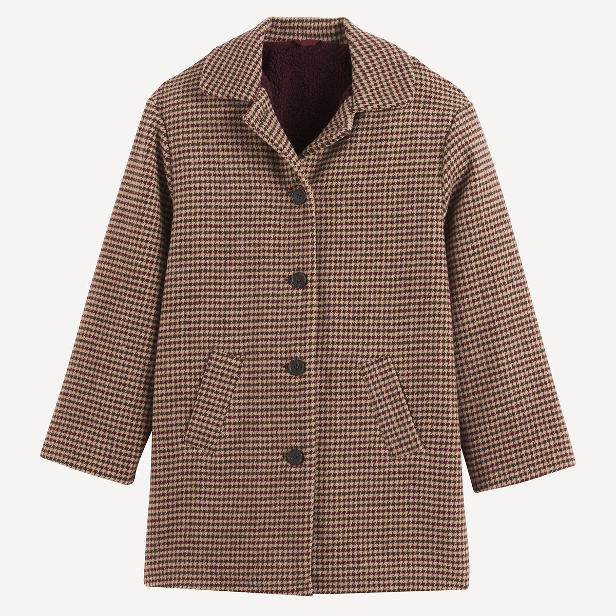 Cappotto a quadri, foderato in pile a quadri, LA REDOUTE COLLECTIONS