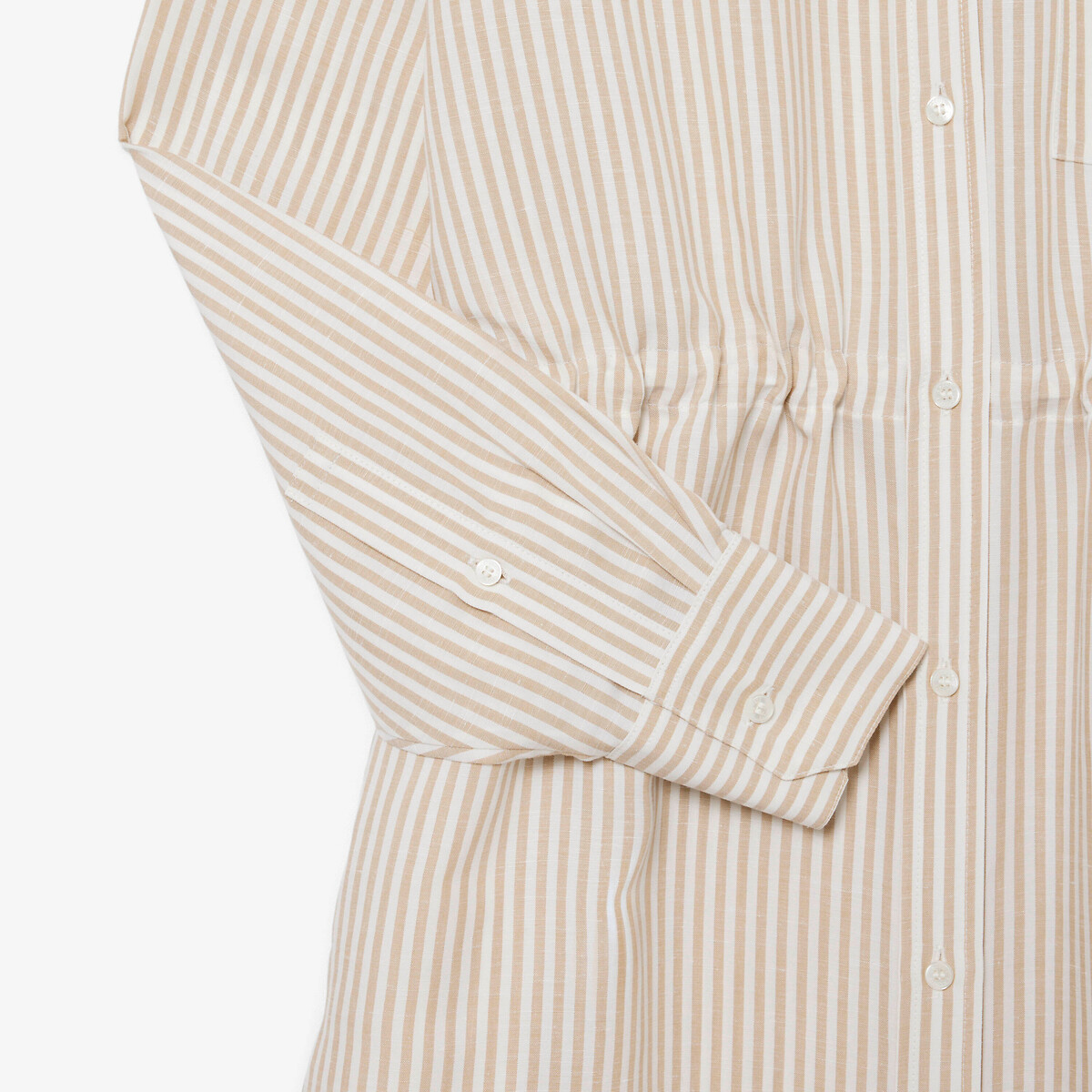 Robe chemise oversize lin mélangé beige-8gi, LACOSTE