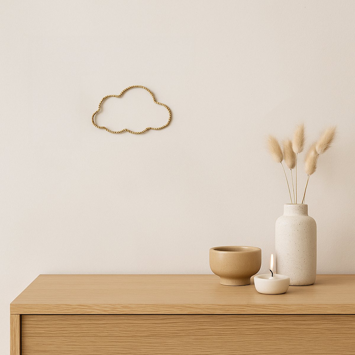 Déco murale nuage fil laiton torsadé - LOJI doré vieilli, HOME MAISON
