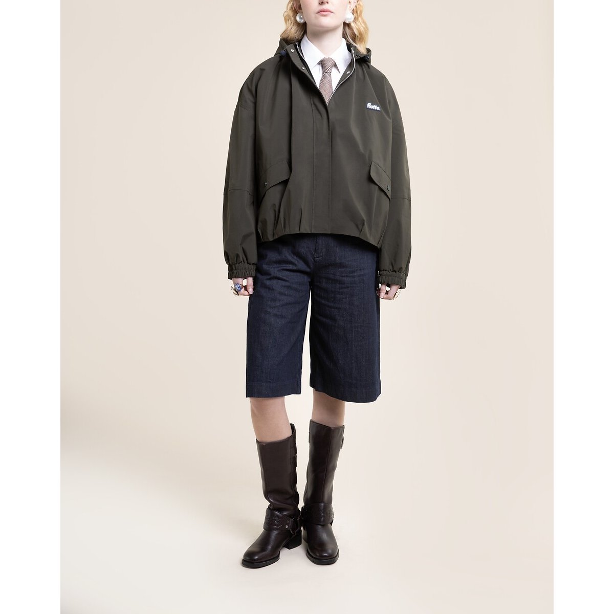 Veste imperméable à capuche amovible, GARANCE kaki, FLOTTE