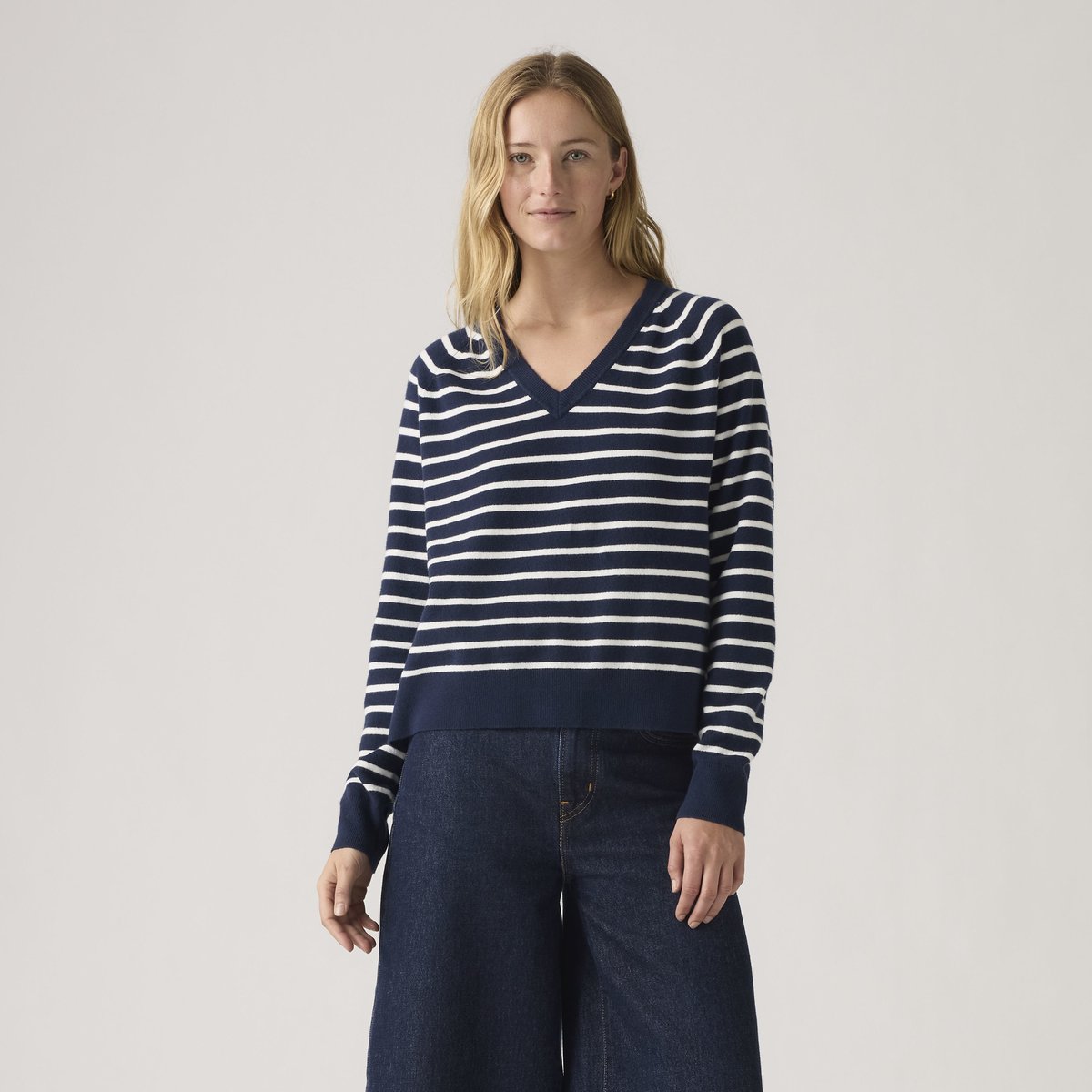 Cardigan col V Supersoft bleu - parisienne stripe peacoat, LEVI'S