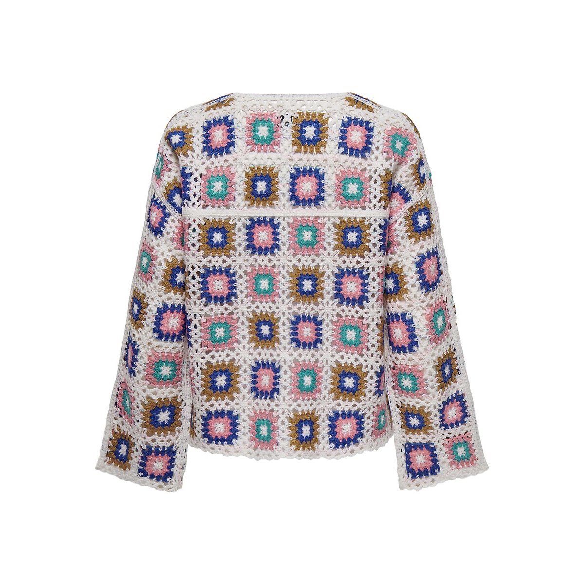 Crochet Crew Neck Cardigan print/ecru background, ONLY