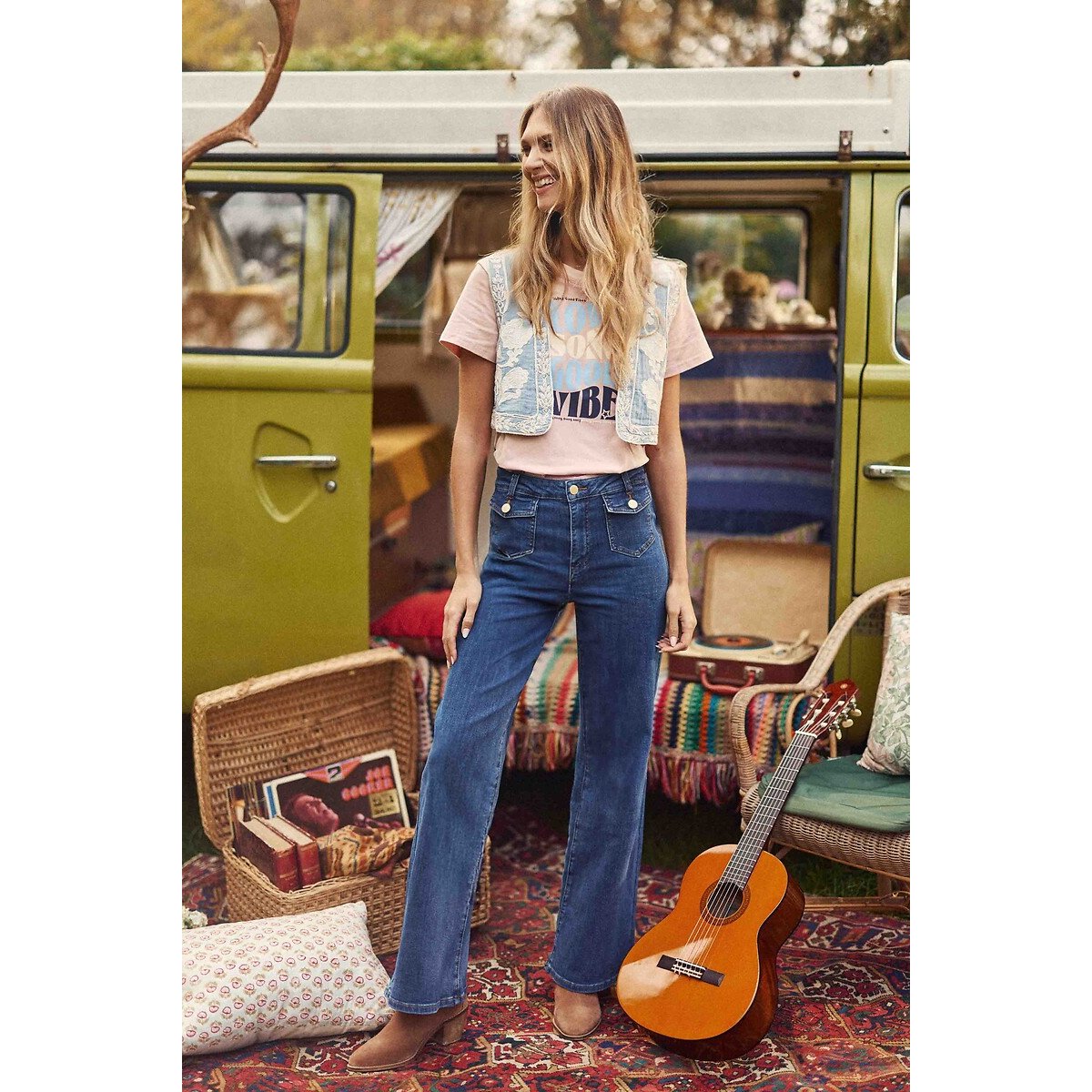Peyton Flared Jeans with Wide Leg stonewashed, LA PETITE ETOILE