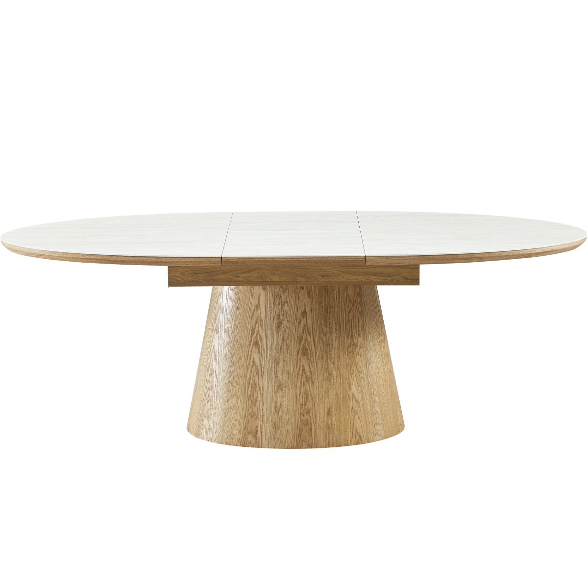 Table à manger extensible ovale 6/8 personnes - ORA chêne clair / travertin, HOMIFAB