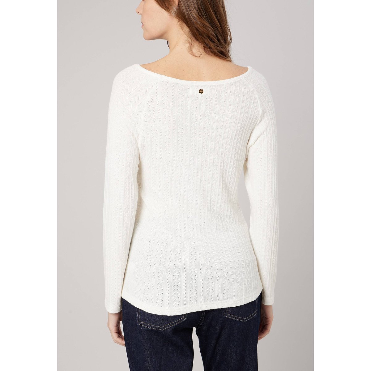 T-shirt stretch femme en pointelle TAIFFY cream, DEELUXE