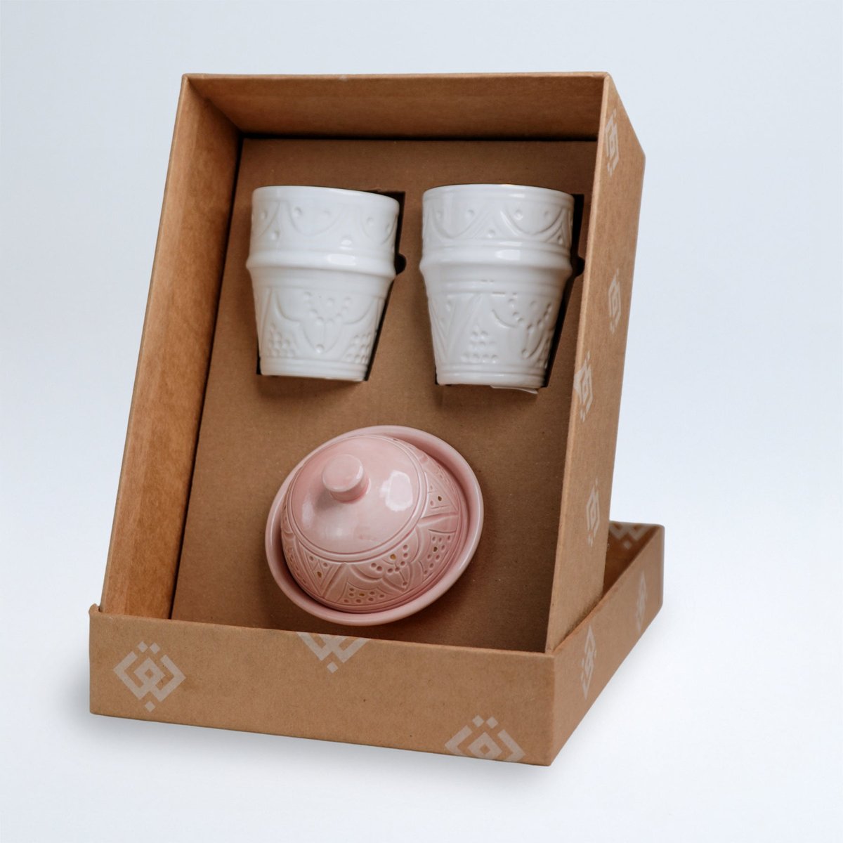 Lot de 2 tasses beldi et sucrier EMPREINTE multicouleur, CHABI CHIC