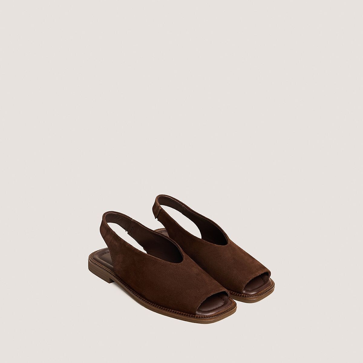 Sandales plates en cuir velours Jessy marron, JONAK