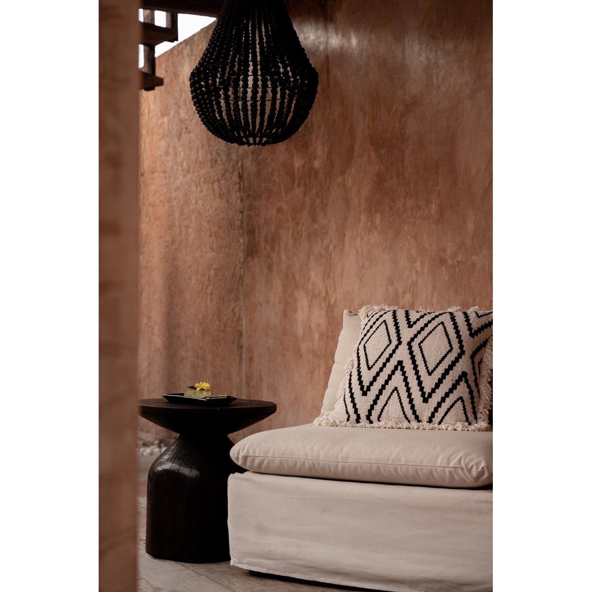 Housse de coussin en coton SAHARA DIAMOND noir beige, BAZAR BIZAR