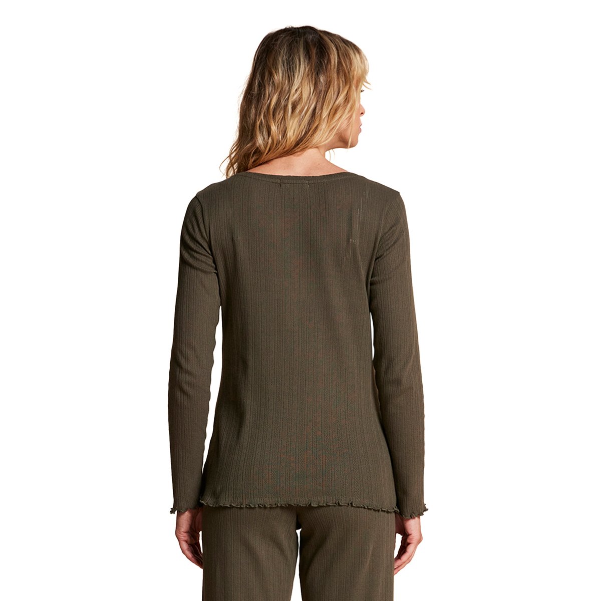 Ensemble 2 pièces homewear grossesse et allaitement maille pointelle kaki, ENVIE DE FRAISE