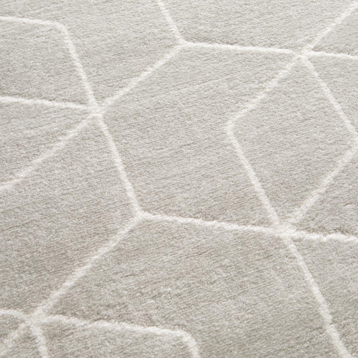 Tapis salon et chambre tissé motif abstrait LUCEN 8 argent, écru, UN AMOUR DE TAPIS