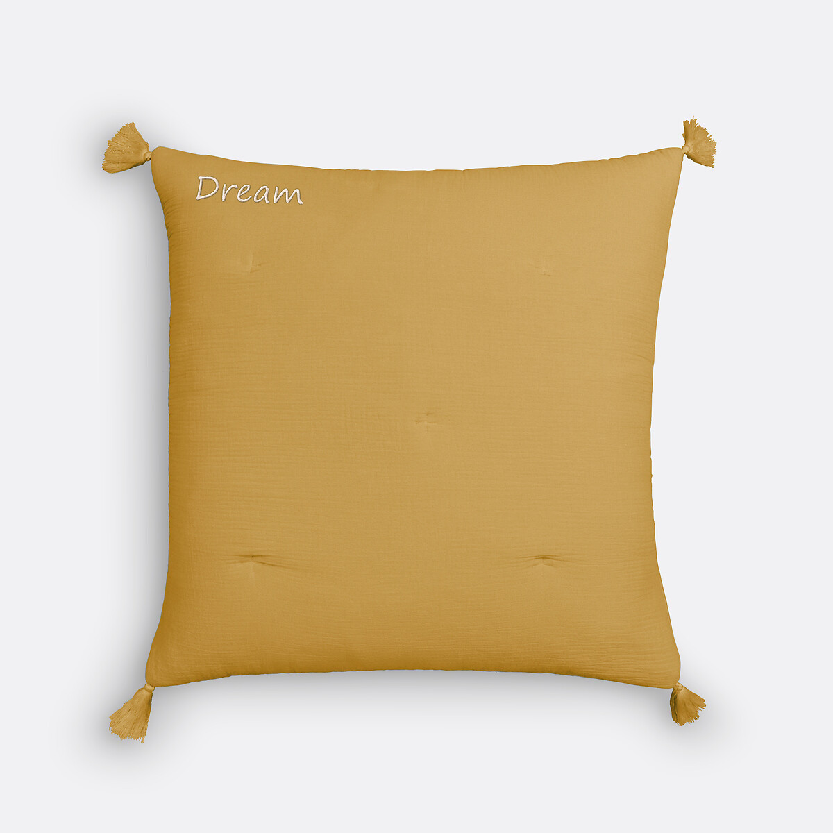 Housse coussin gaze de coton personnalisée Kumla jaune paille, LA REDOUTE INTERIEURS