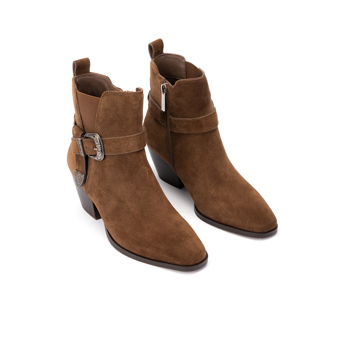 Bottines à talon cuir Jeanne tabaco, MARTINELLI