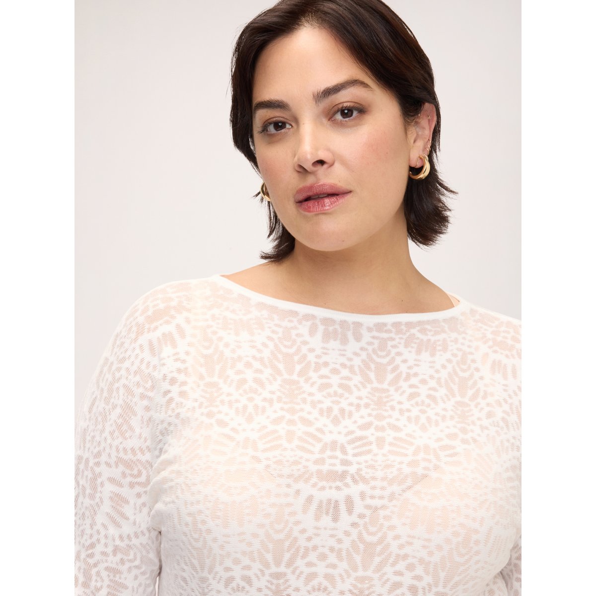 Pull avec motif dentelle blanc, FIORELLA RUBINO