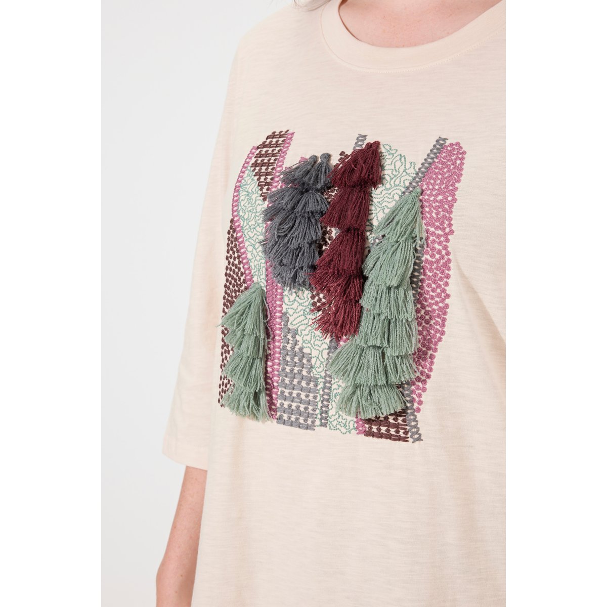 T-shirt en coton bio avec broderie blanc perle, ULLA POPKEN