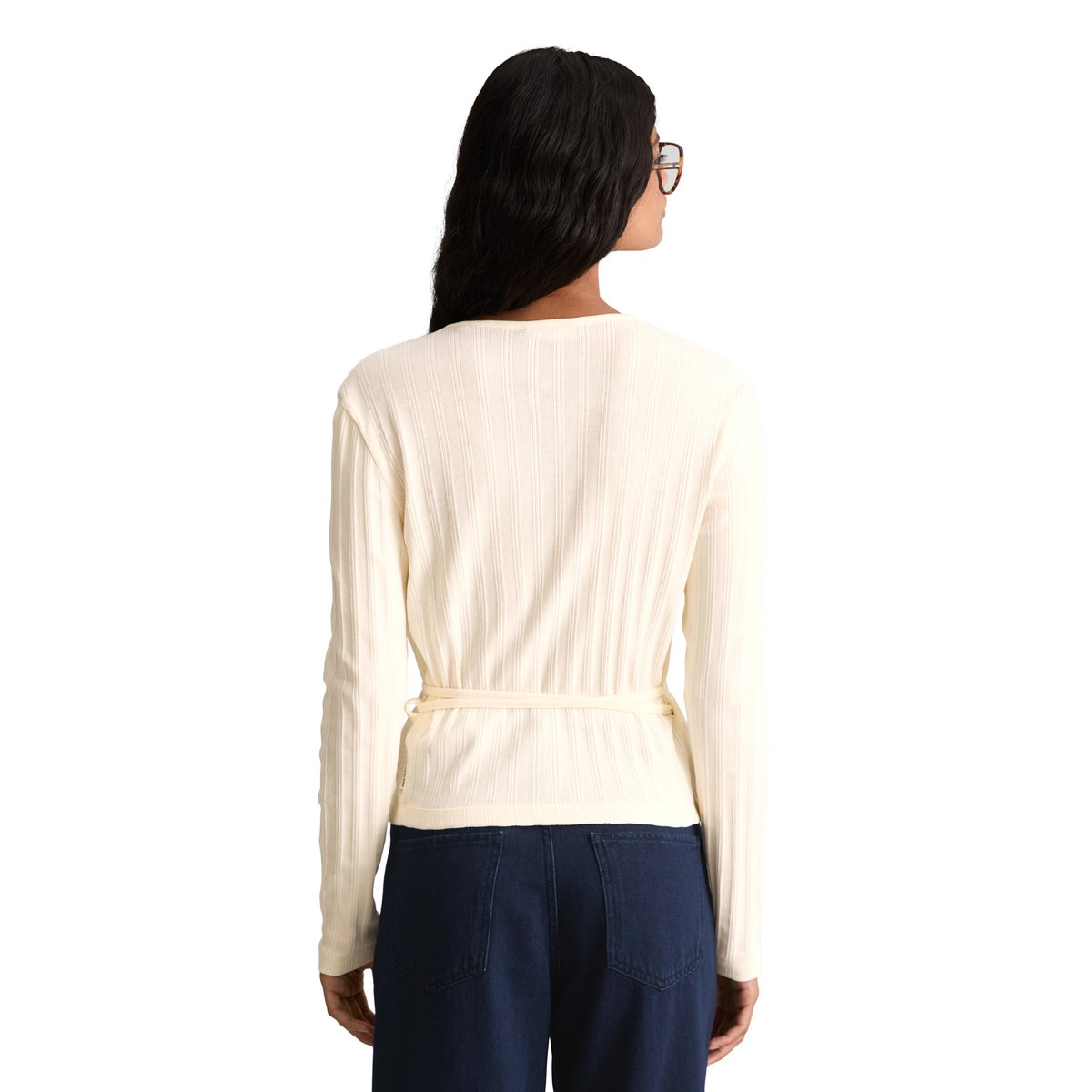 Haut à nouer slim en jersey stretch côtelé blanc, MARC O’POLO DENIM