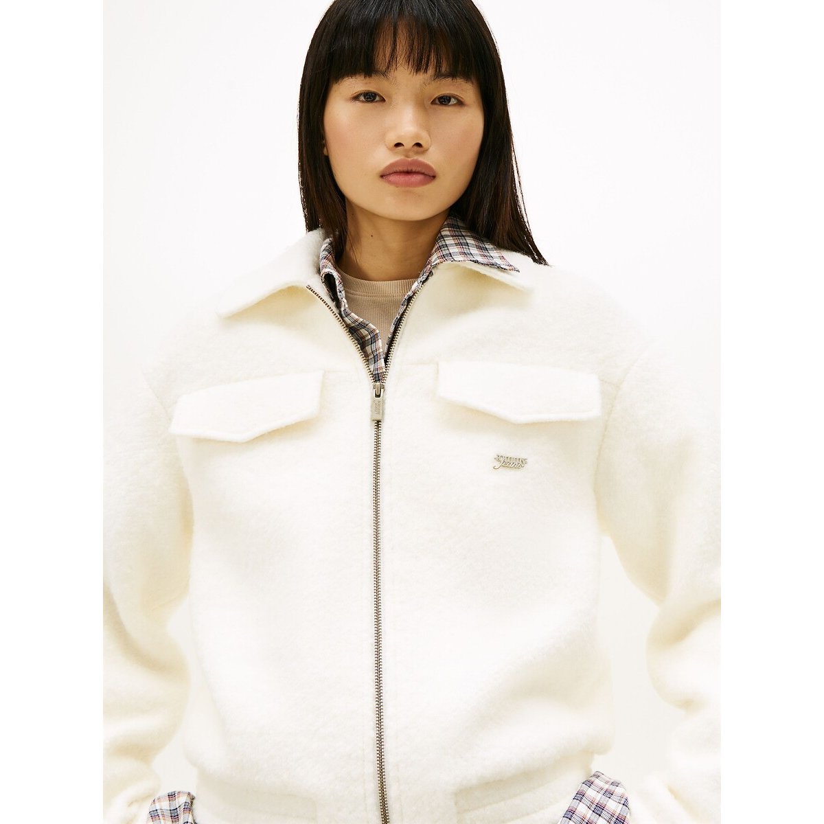 Blouson court zippé ecru, TOMMY JEANS
