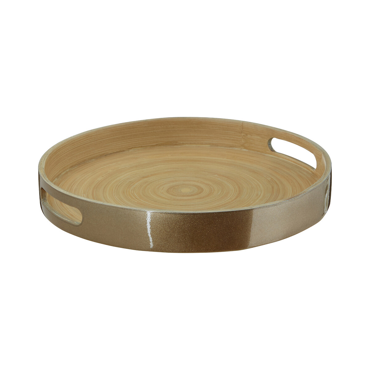 Small Round Bamboo Serving Tray in Gold gold-coloured, SO'HOME