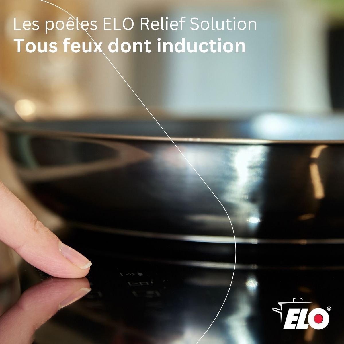 Poêle en acier inoxydable 18/10 28 cm RELIEF SOLUTION noir,aluminium, ELO