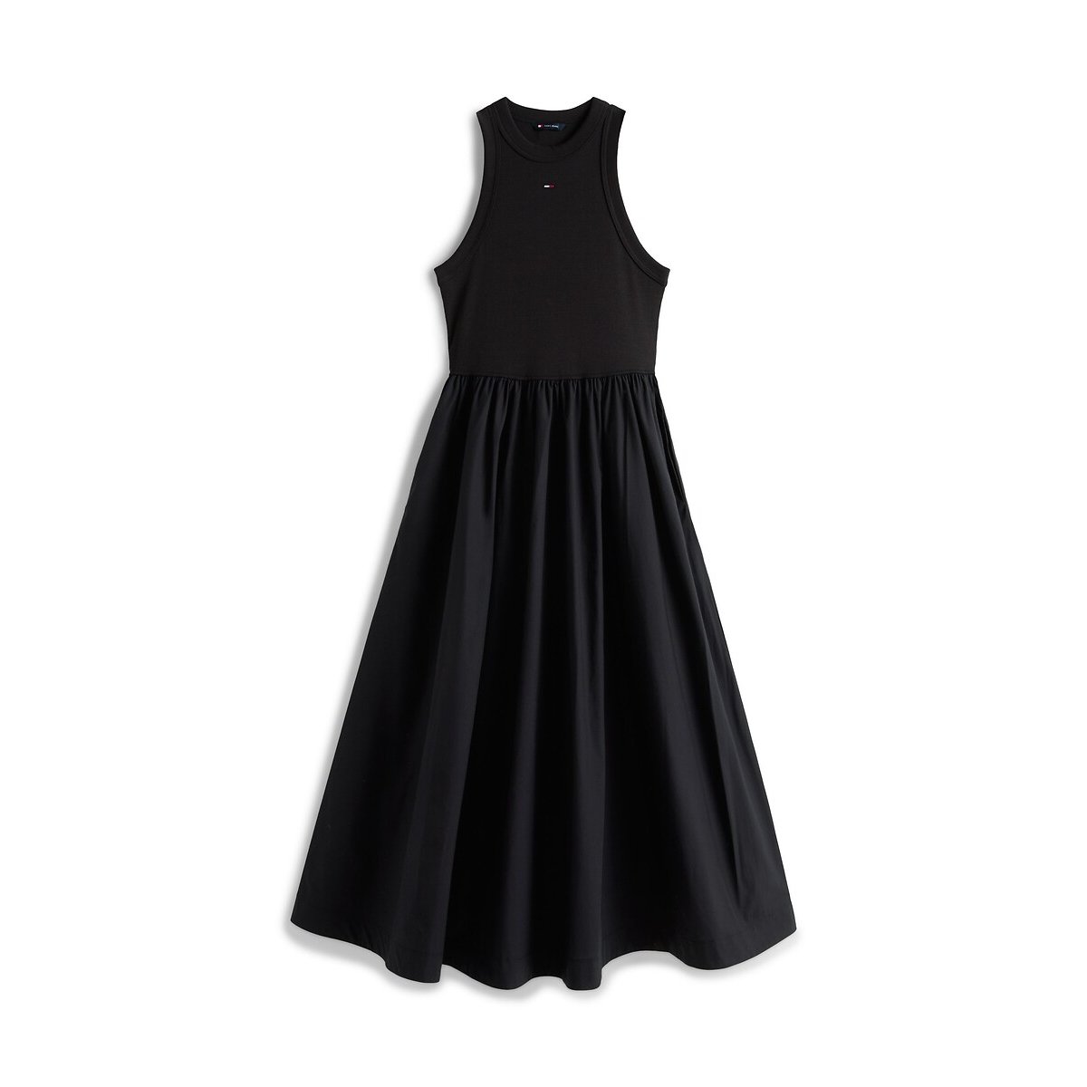 Maxi abito svasato senza maniche, con scollo rotondo nero , TOMMY JEANS