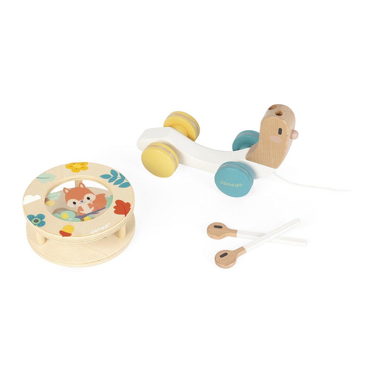 Jouet à tirer escargot à promener pure multicolore, JANOD