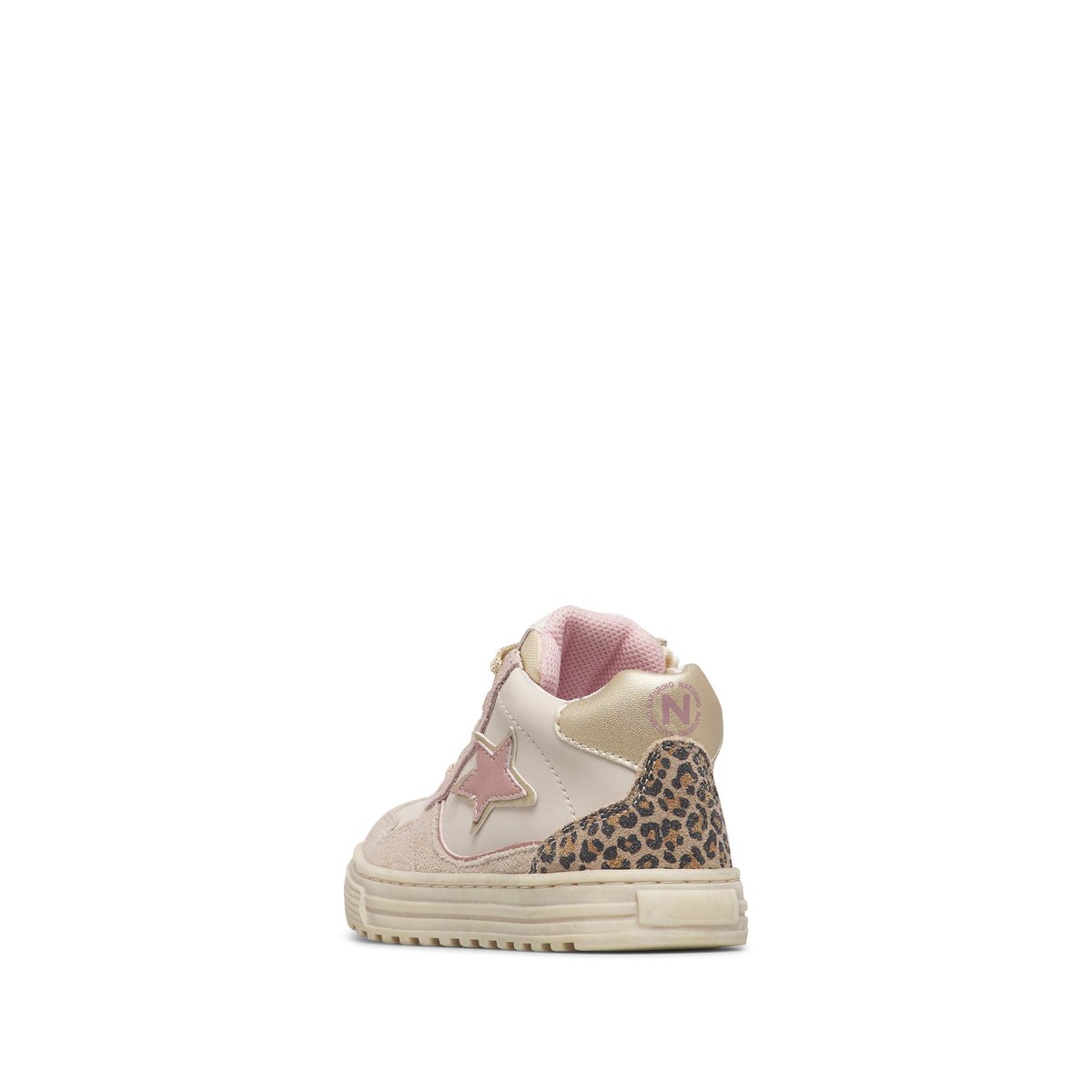 Baskets hautes en cuir et velours HESS HIGH 3 ZIP. blanc-beige-rose poudré, NATURINO