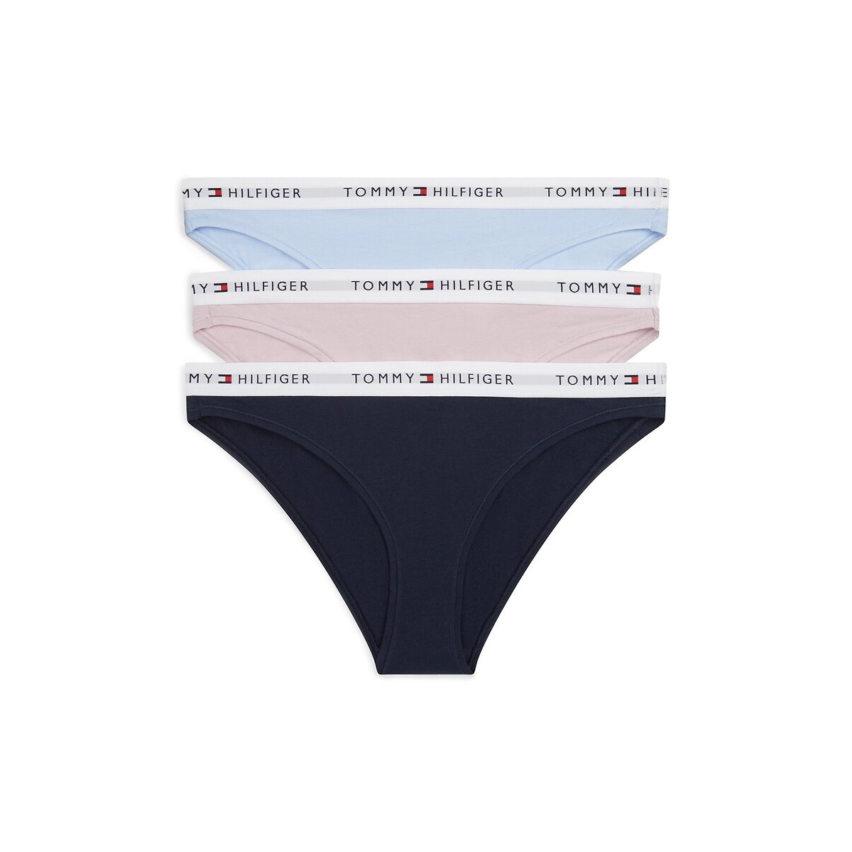 Confezione da 3 slip Essentials nero + rosa chiaro + blu chiaro, TOMMY HILFIGER