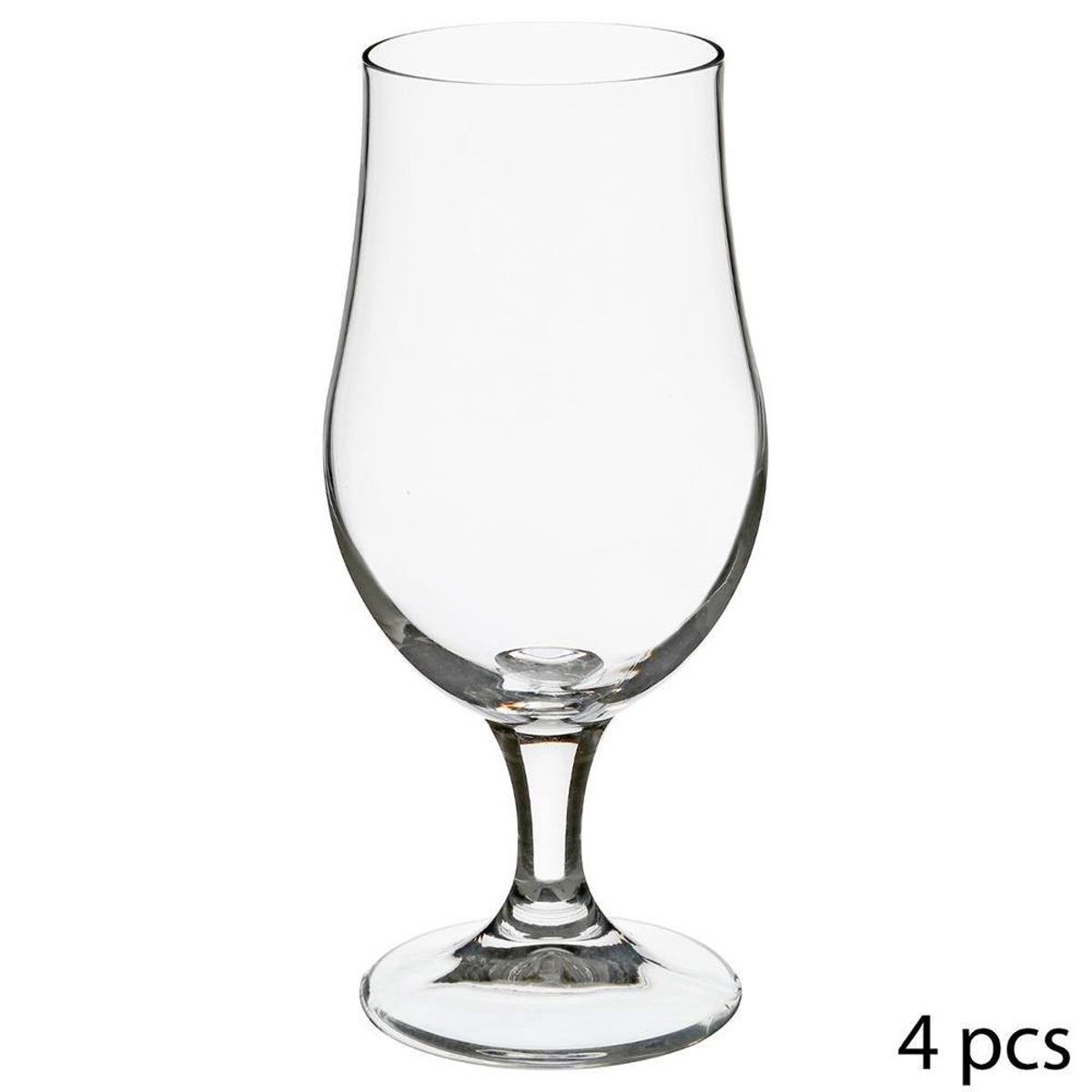 Lot de 4 verres à bière sur pied 37cl blanc, ATMOSPHERA