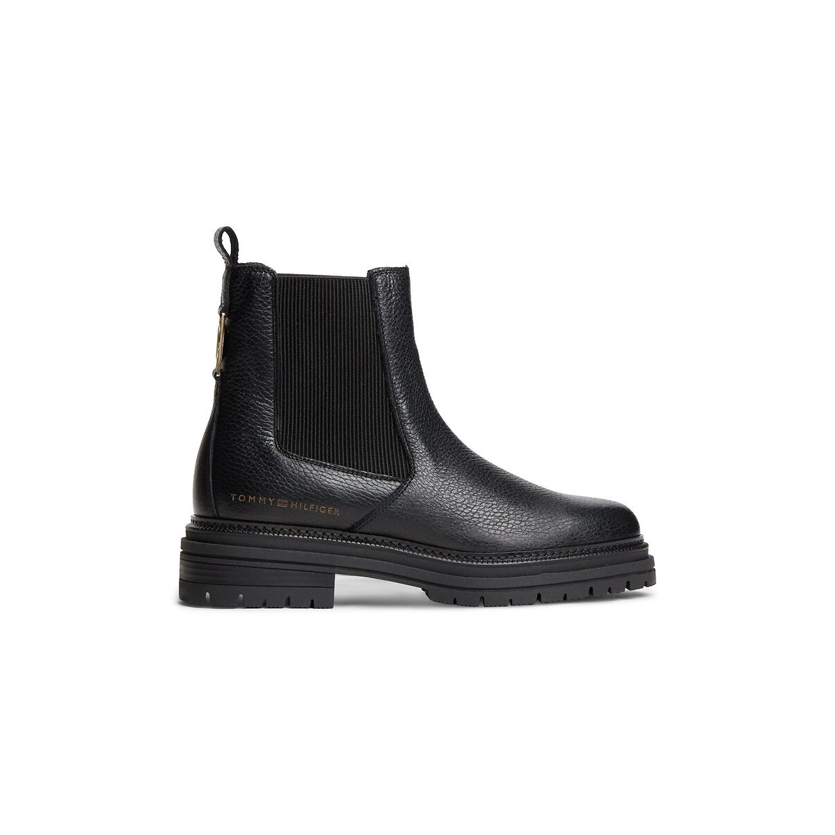 Botas Chelsea de piel granulada negro, TOMMY HILFIGER