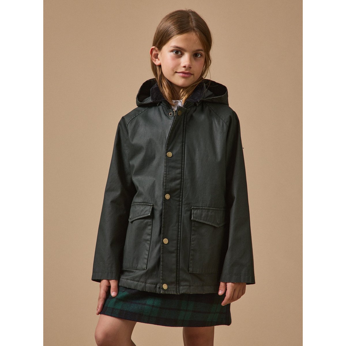Veste en coton enduit vert fonce, CYRILLUS